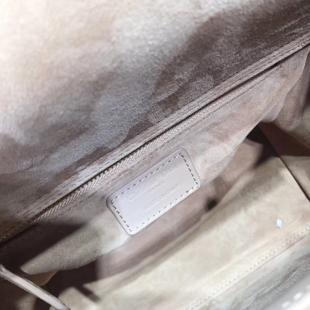 D*or medium lady D*or bag in powder ultra matte calfskin