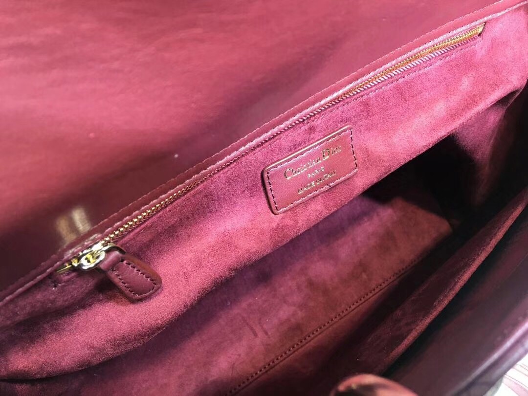 D*or large lady D*or bag in bordeaux cannage lambskin