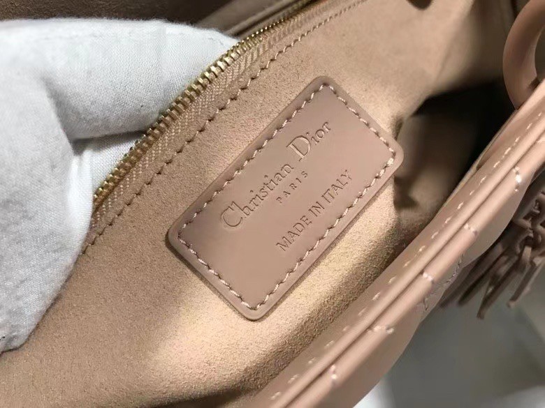 D*or large lady D*or bag in blush ultramatte calfskin
