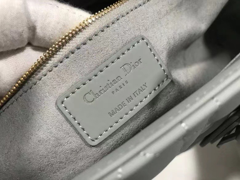 D*or large lady D*or bag in grey ultramatte calfskin