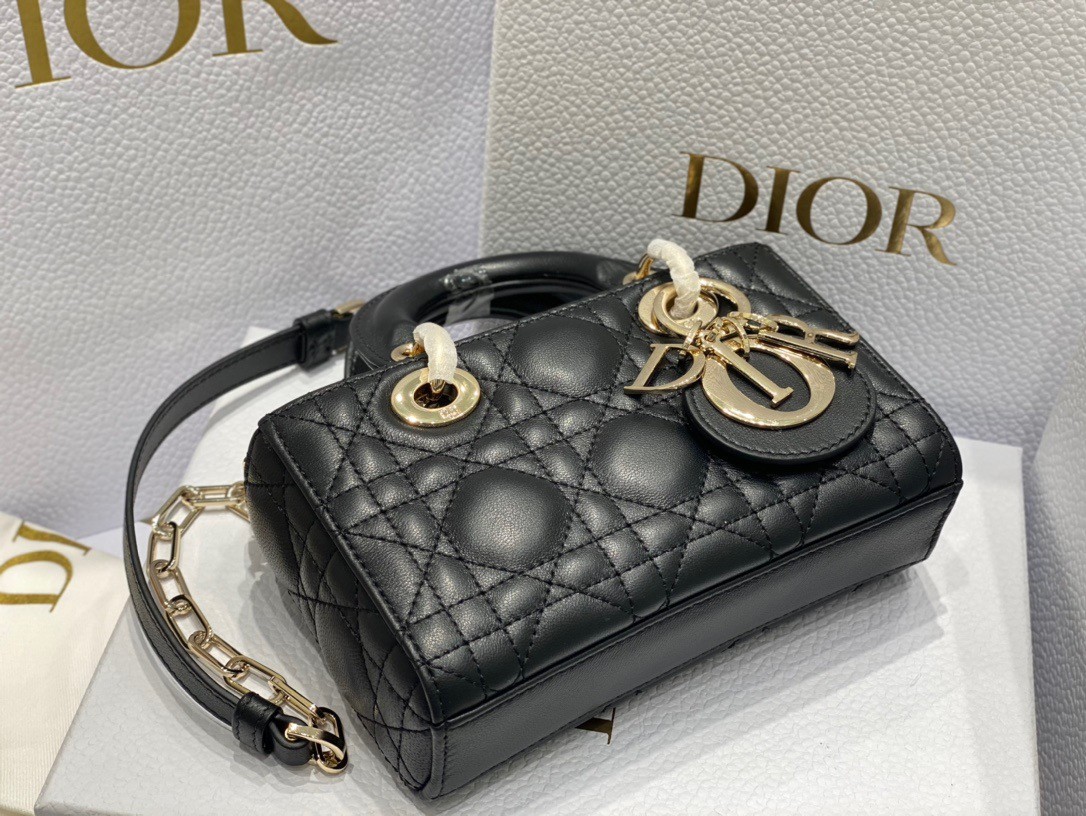D*or lady d-joy micro bag in black cannage lambskin