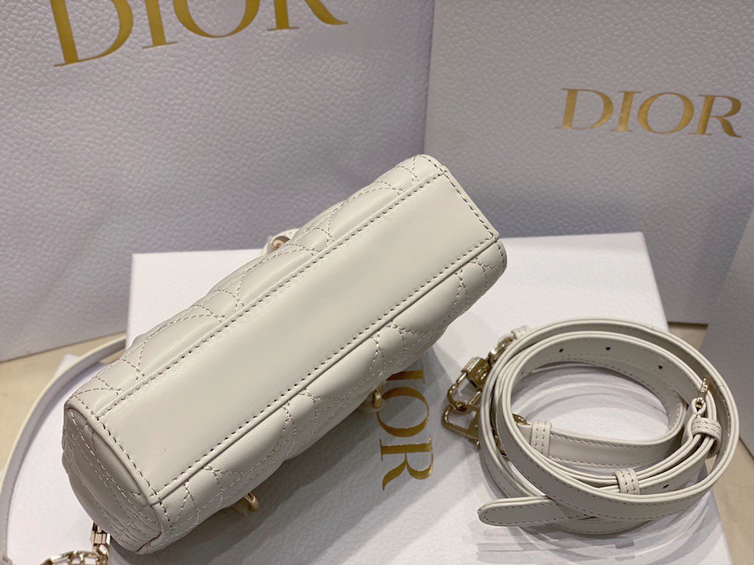 D*or lady d-joy micro bag in white cannage lambskin