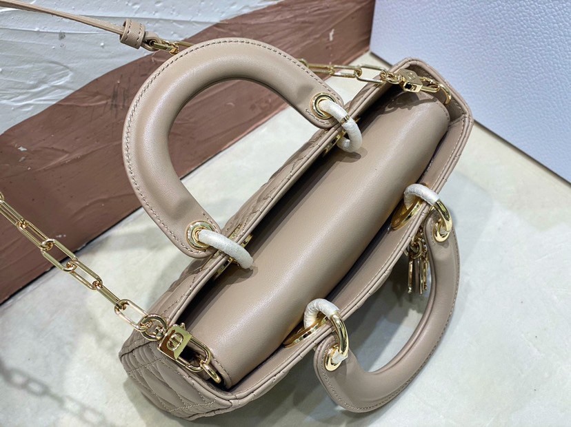 D*or lady d-joy small bag in hazelnut cannage lambskin
