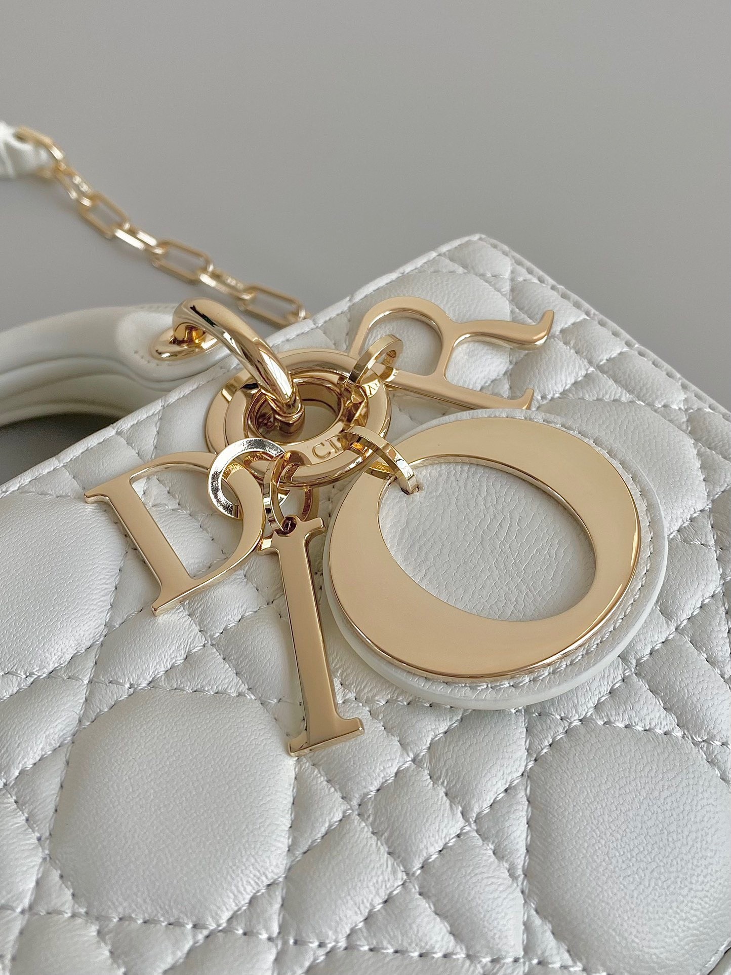 D*or lady d-joy small bag in white cannage lambskin