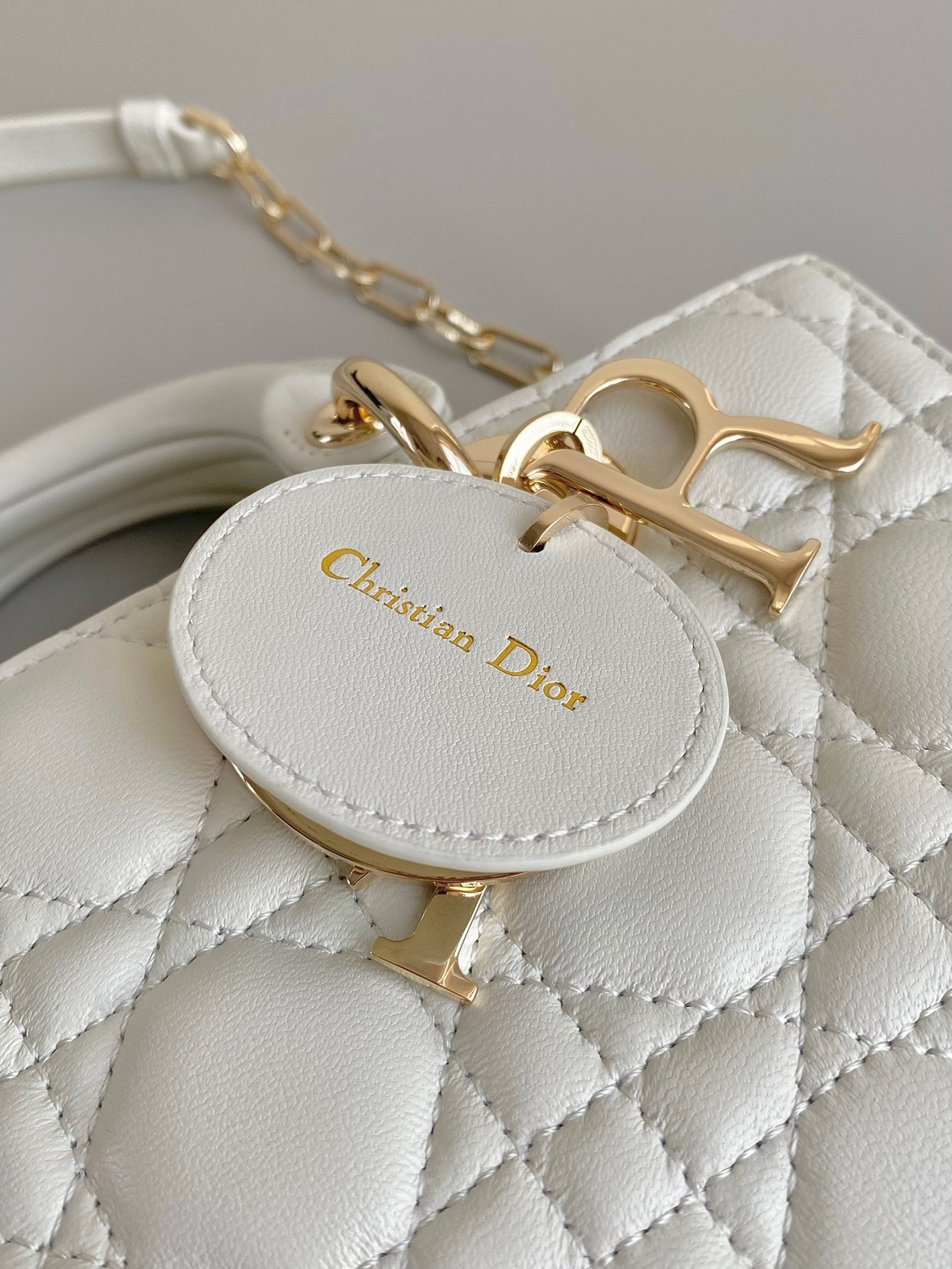 D*or lady d-joy small bag in white cannage lambskin