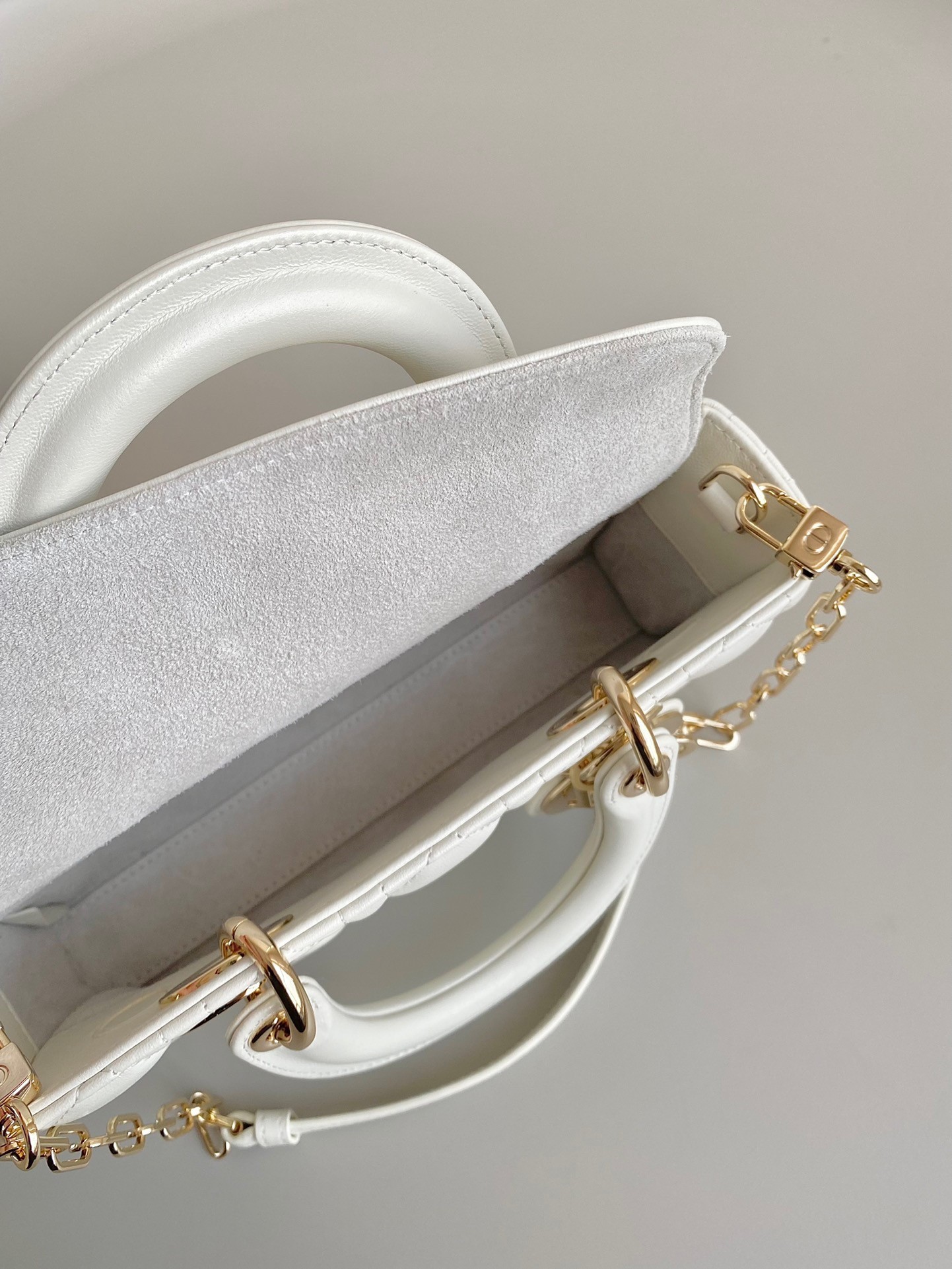 D*or lady d-joy small bag in white cannage lambskin