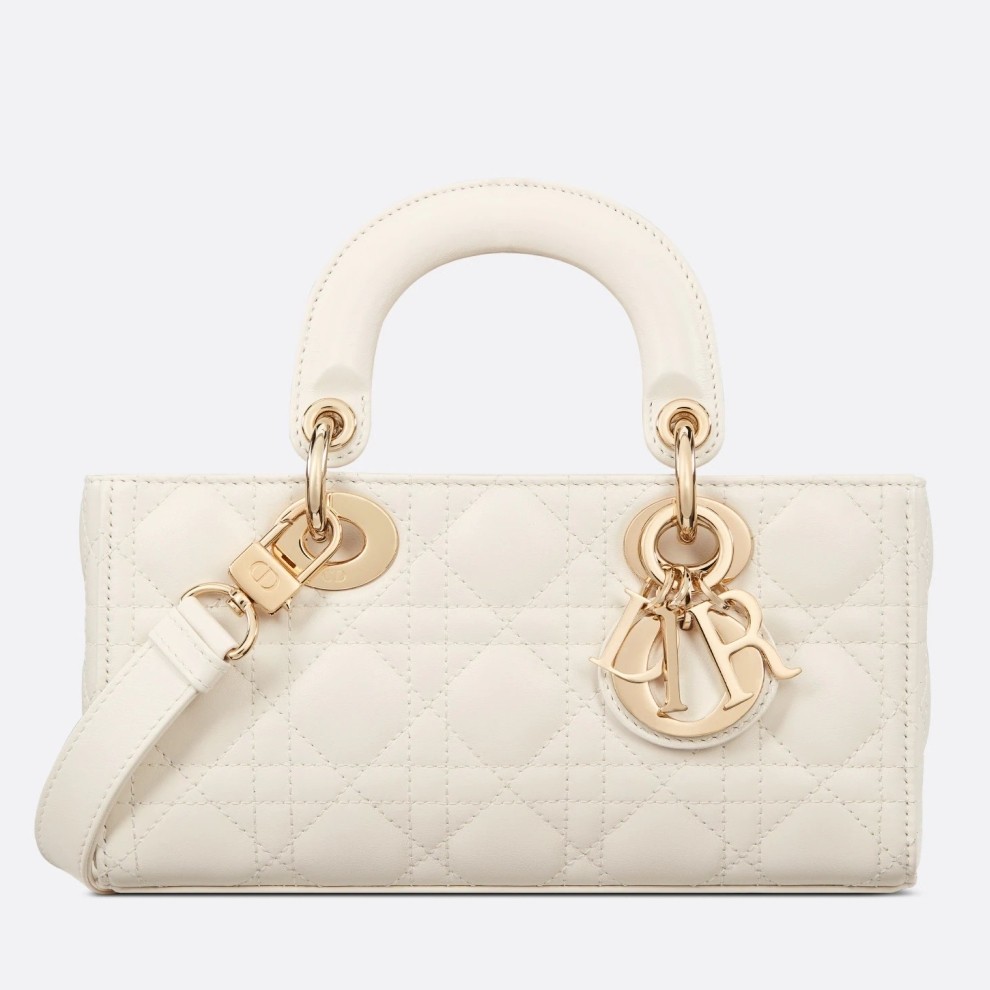 D*or lady d-joy small bag in white cannage lambskin