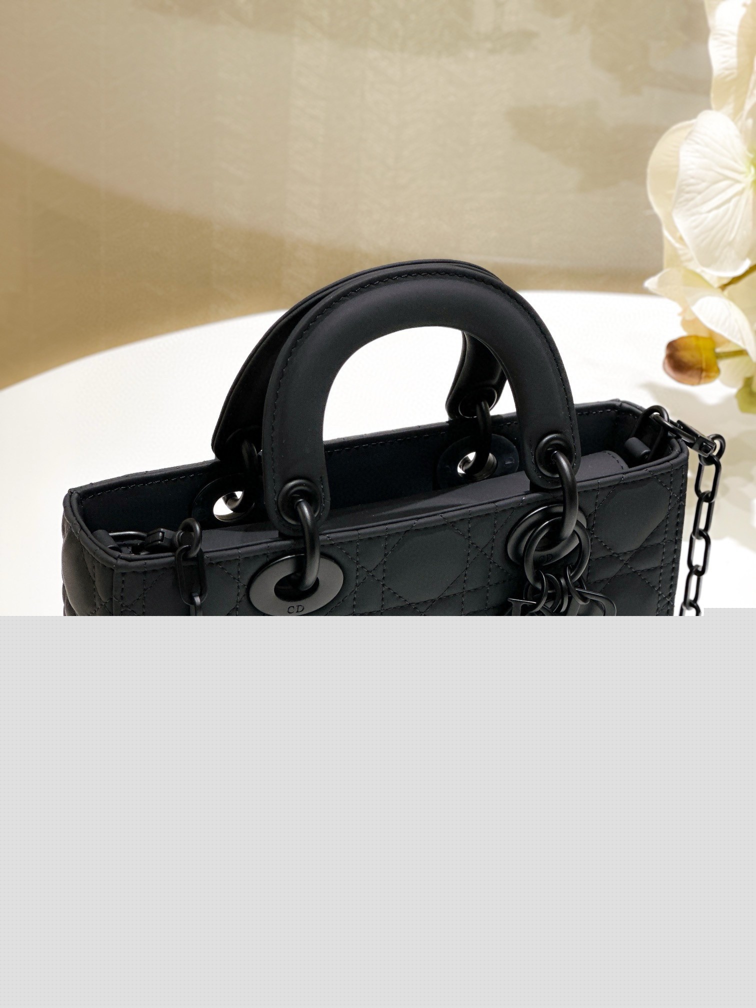 D*or lady d-joy small bag in black ultramatte calfskin