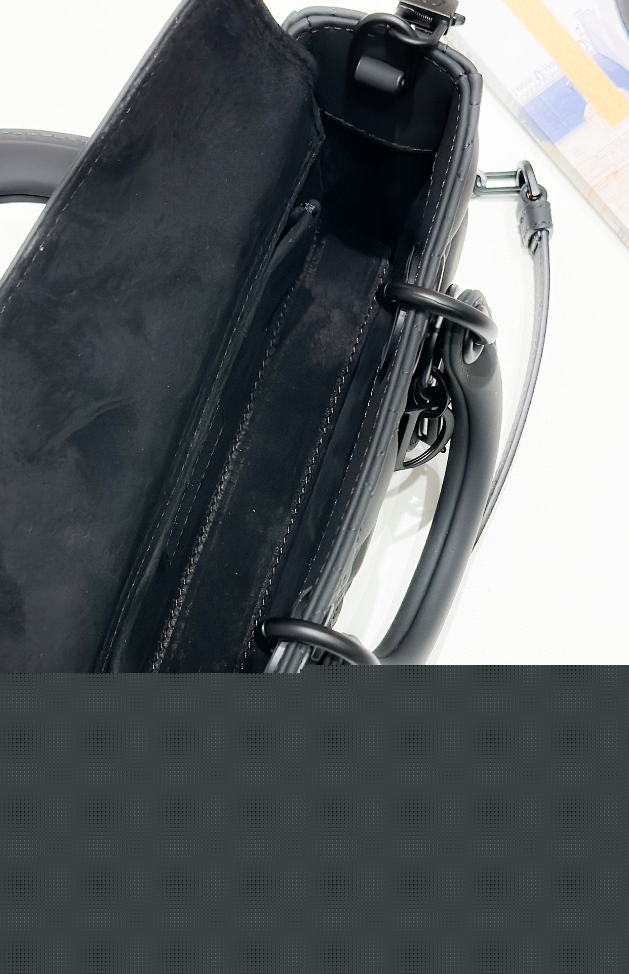 D*or lady d-joy small bag in black ultramatte calfskin