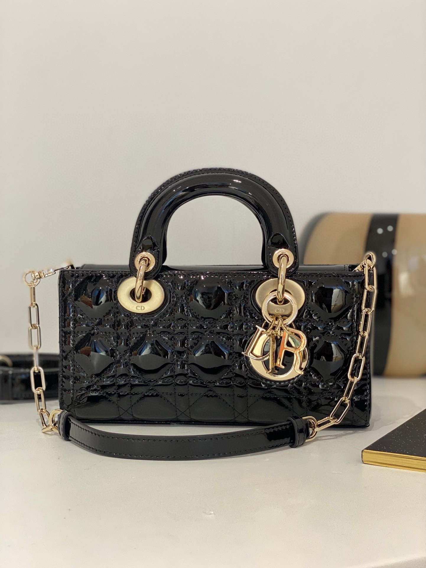 D*or lady d-joy small bag in black patent calfskin