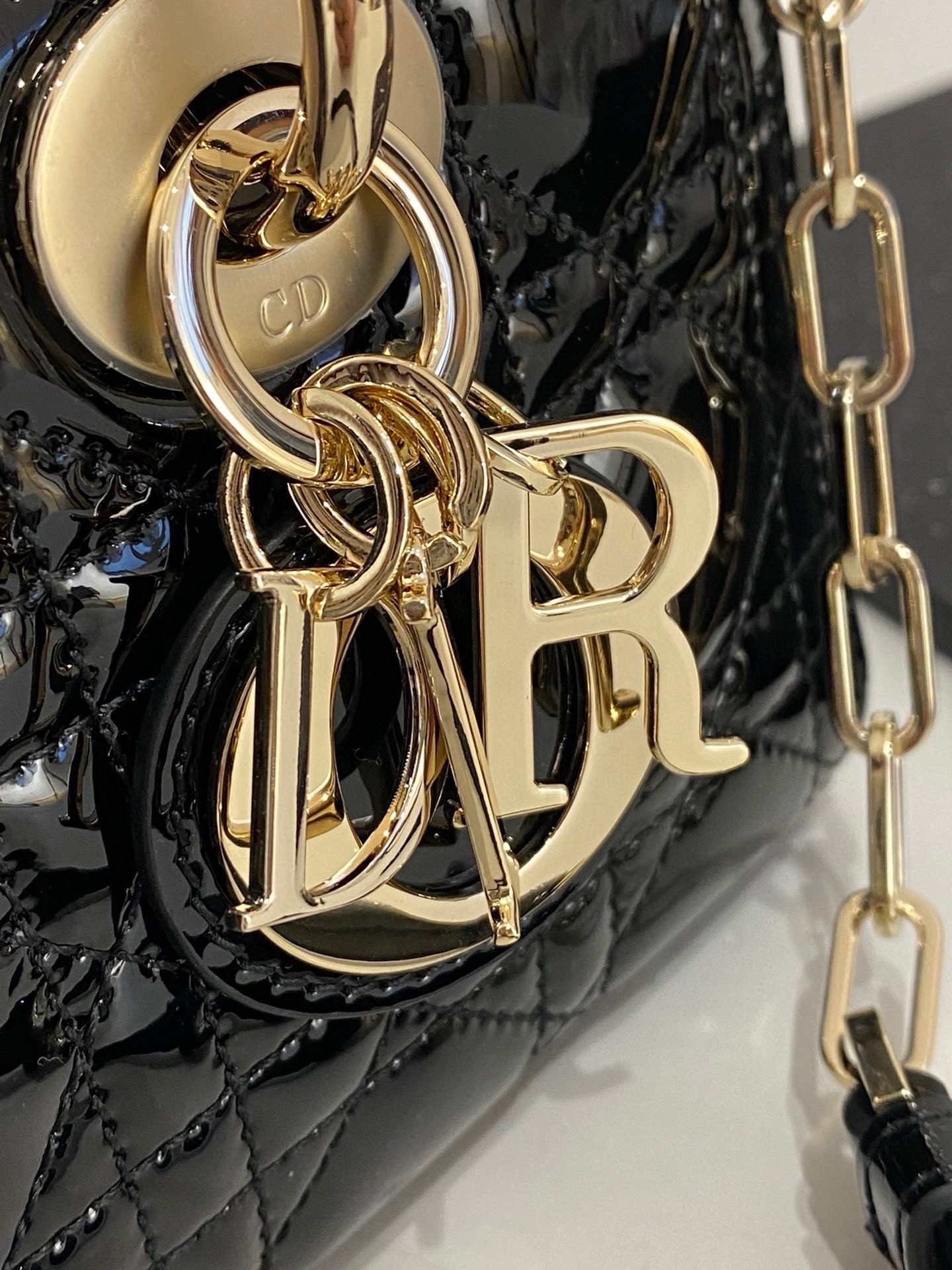 D*or lady d-joy small bag in black patent calfskin