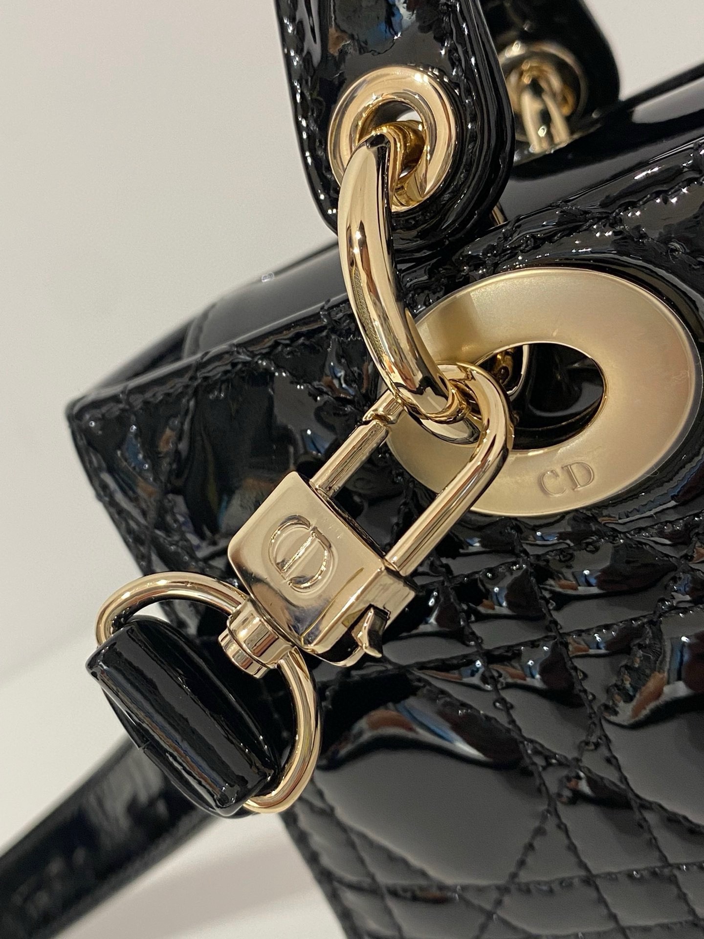D*or lady d-joy small bag in black patent calfskin