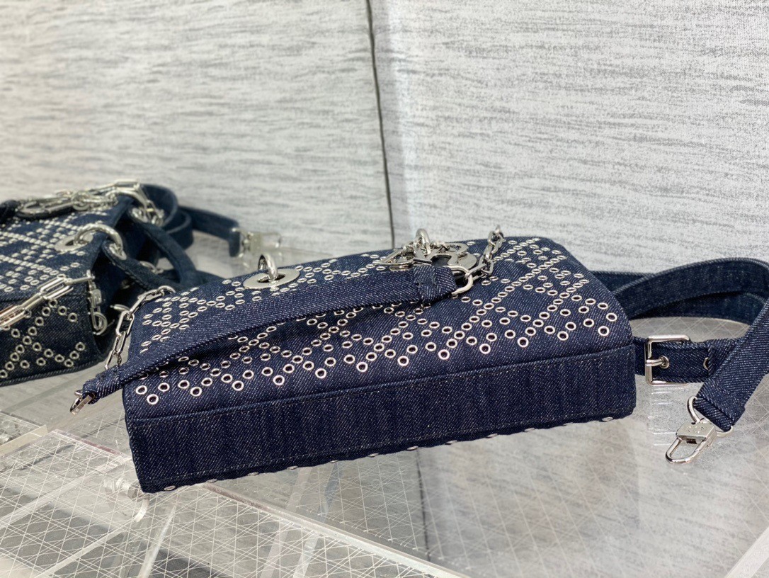 D*or lady d-joy bag in eyelet blue cannage denim