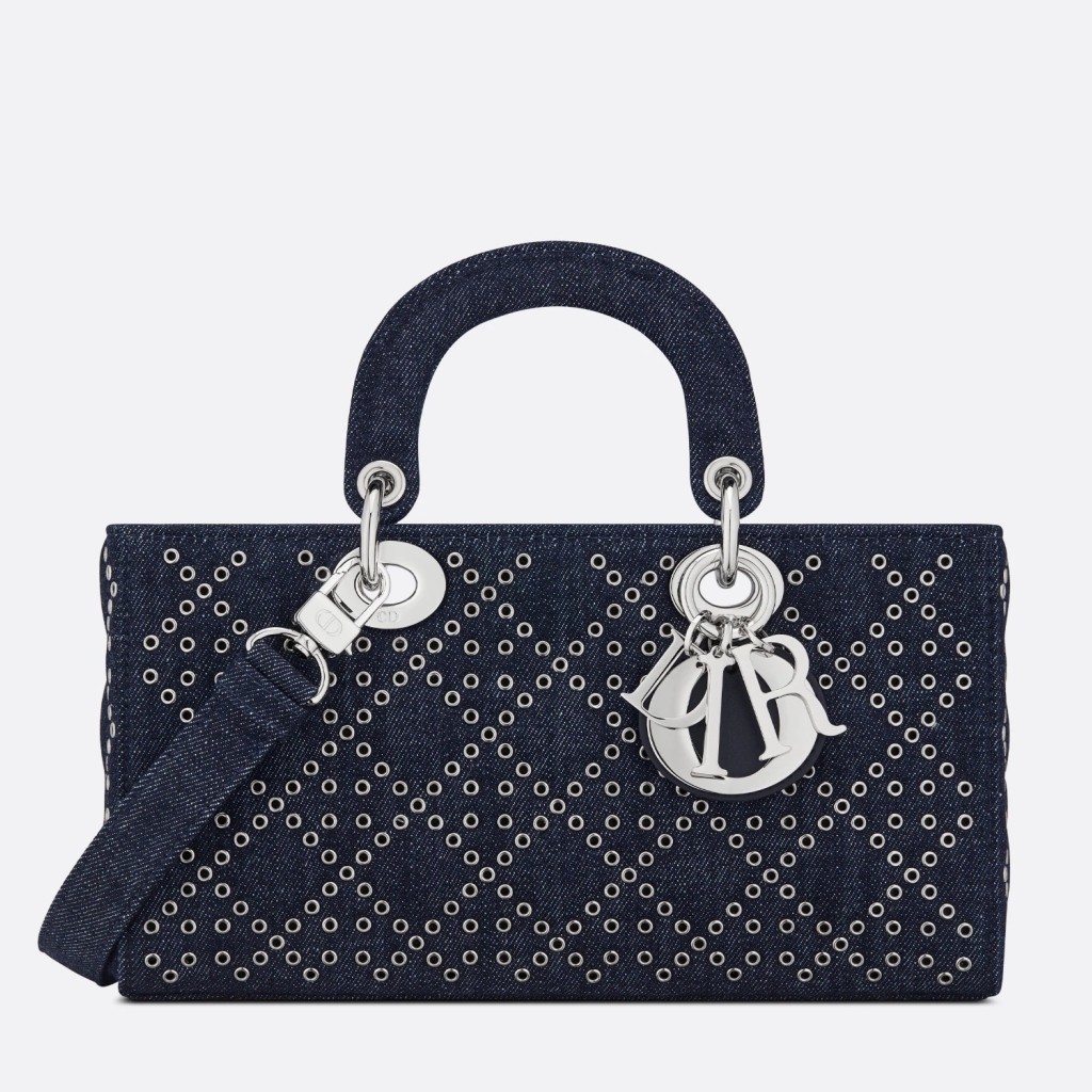 D*or lady d-joy bag in eyelet blue cannage denim