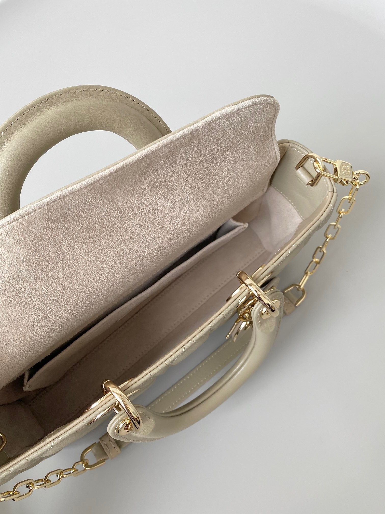 D*or lady d-joy medium bag in sand cannage lambskin