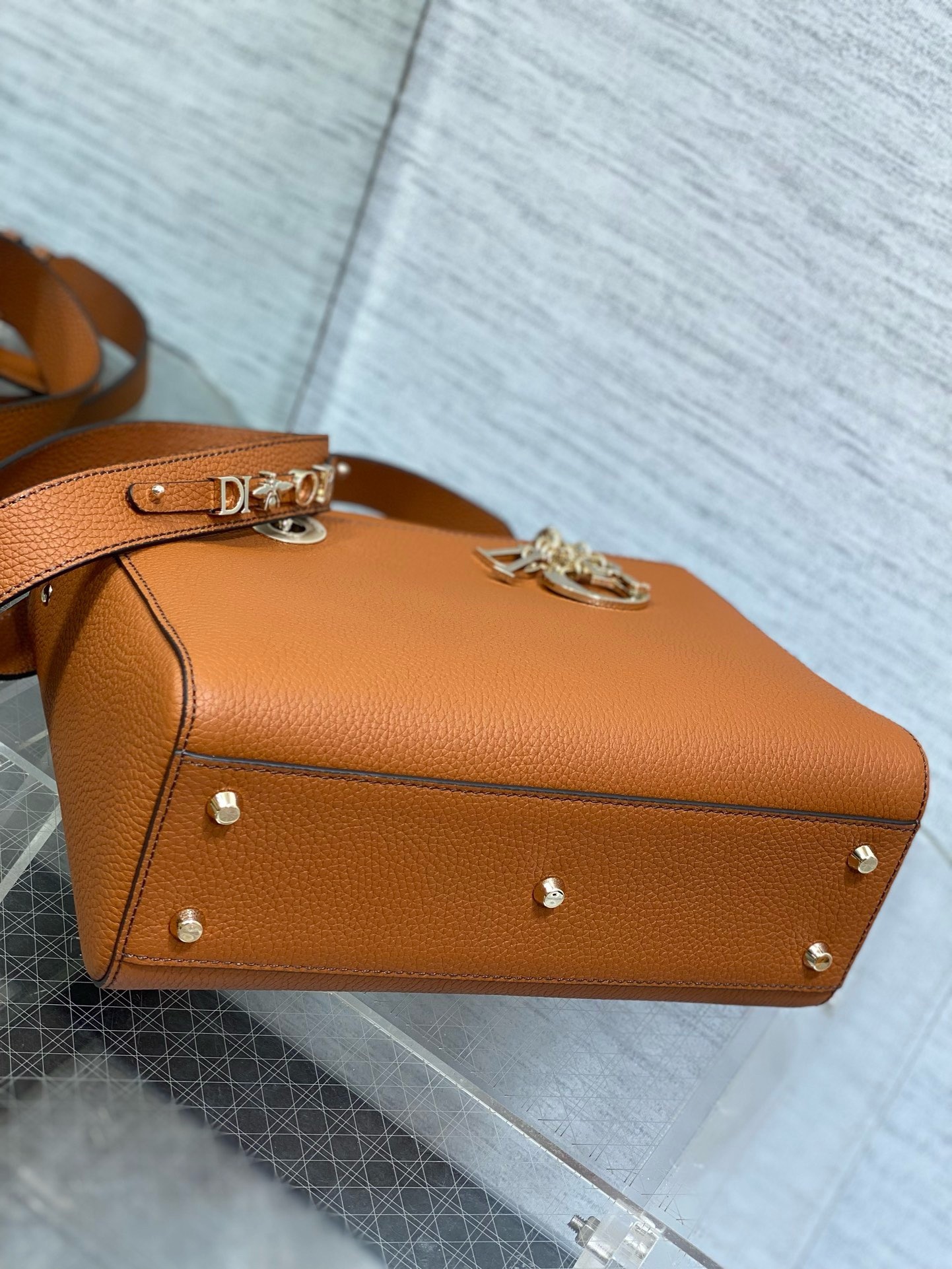 D*or medium lady d-sire my abcD*or bag in brown bull leather