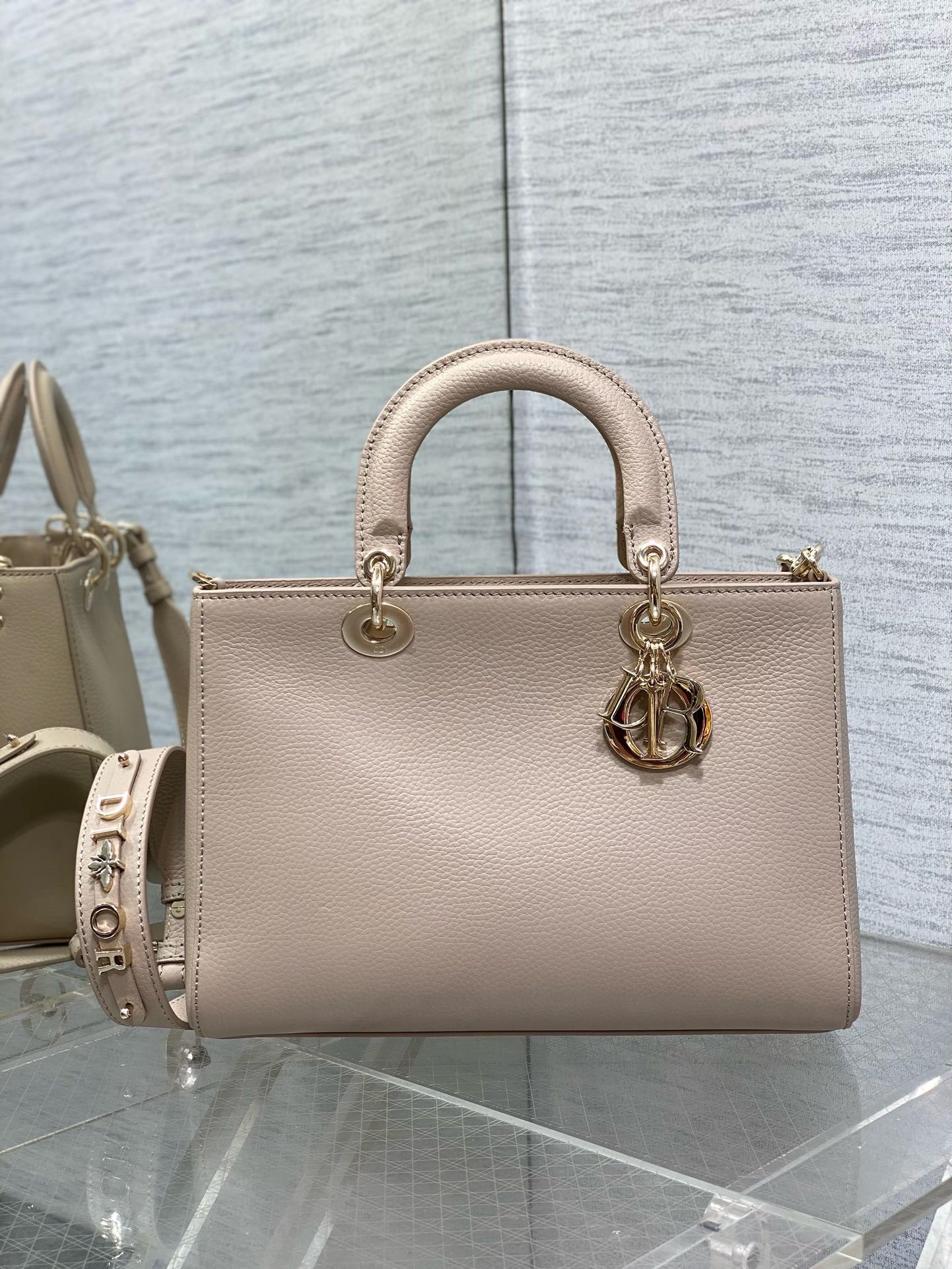 D*or medium lady d-sire my abcD*or bag in beige bull leather