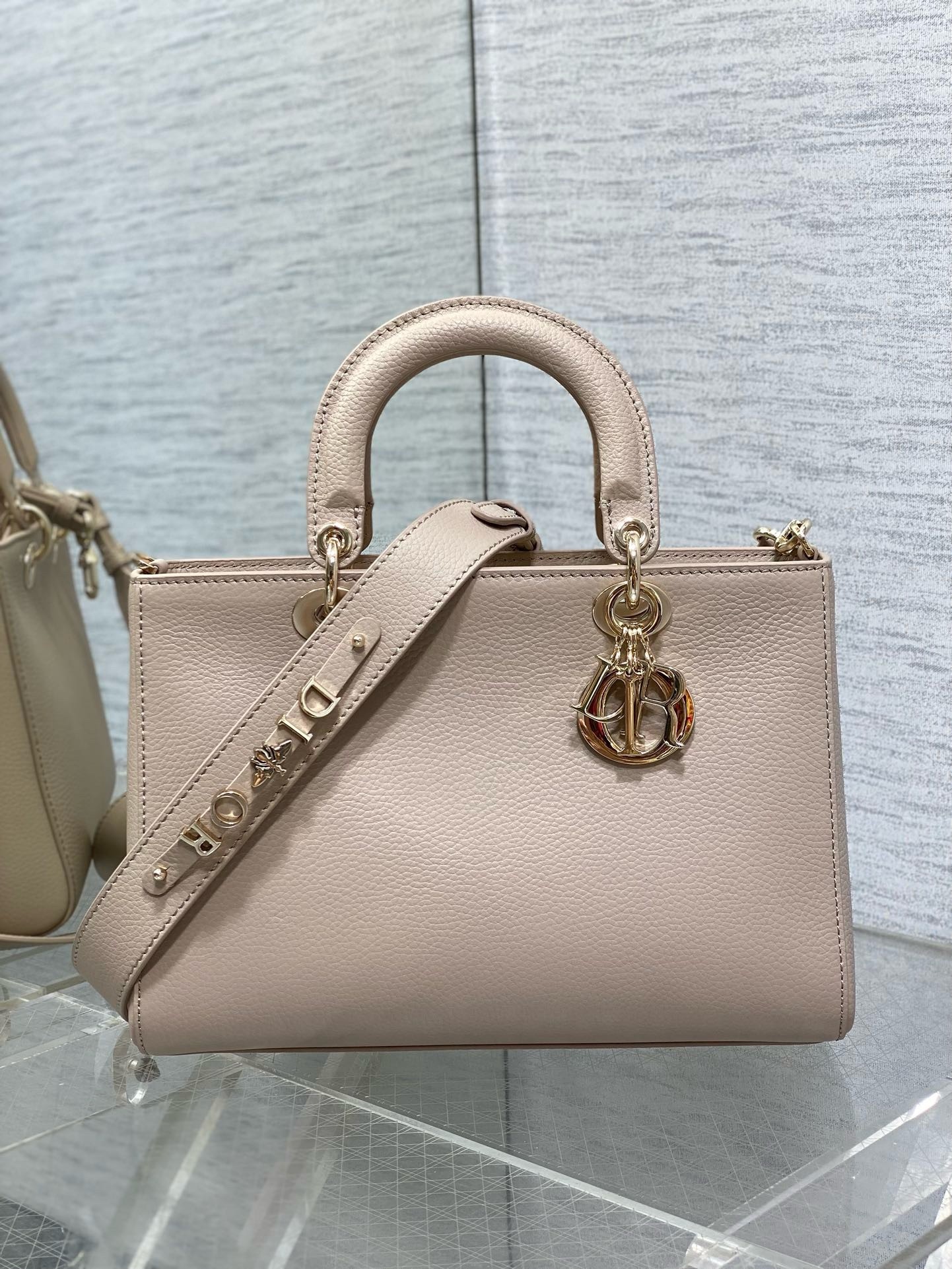D*or medium lady d-sire my abcD*or bag in beige bull leather