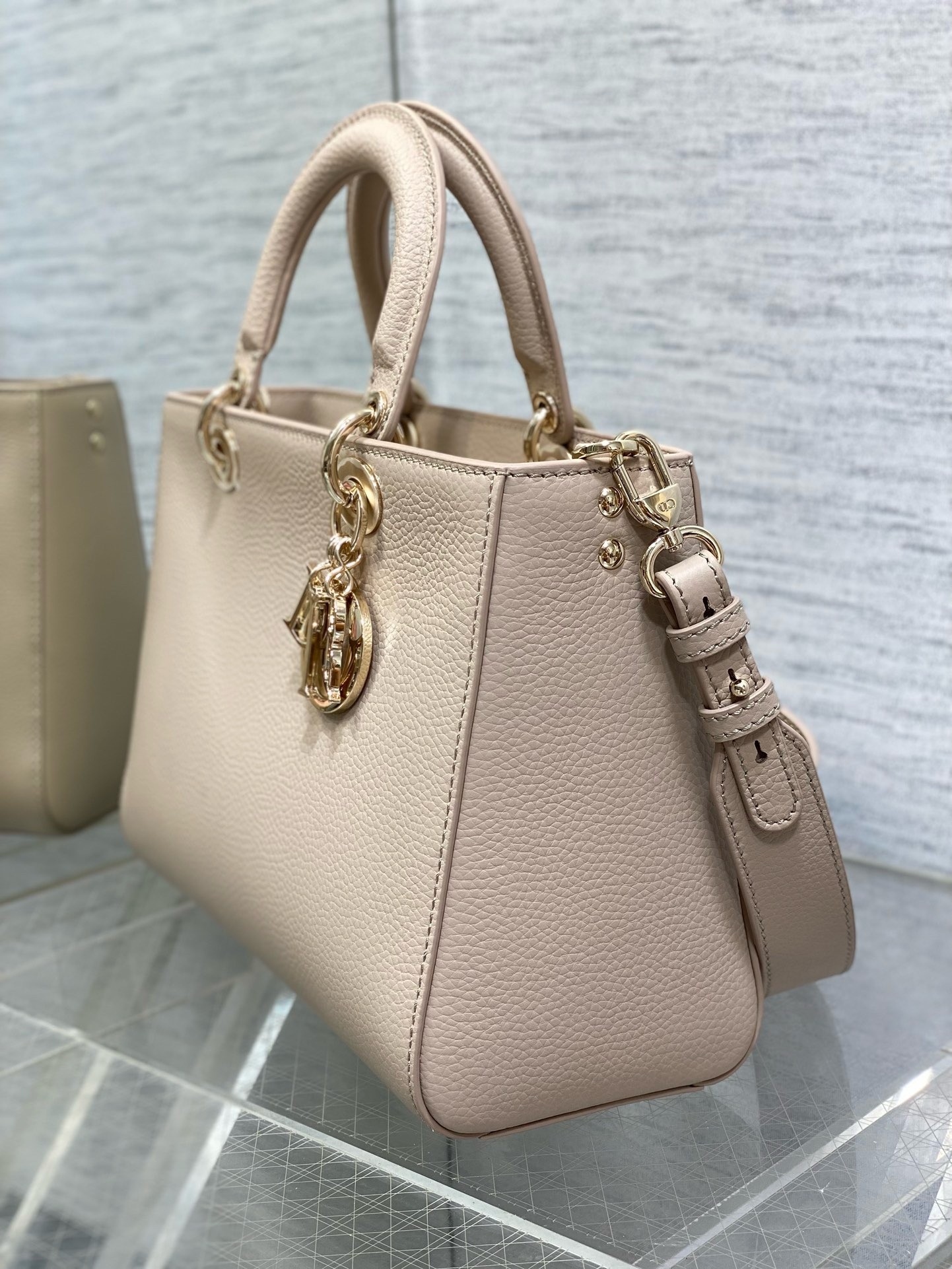 D*or medium lady d-sire my abcD*or bag in beige bull leather