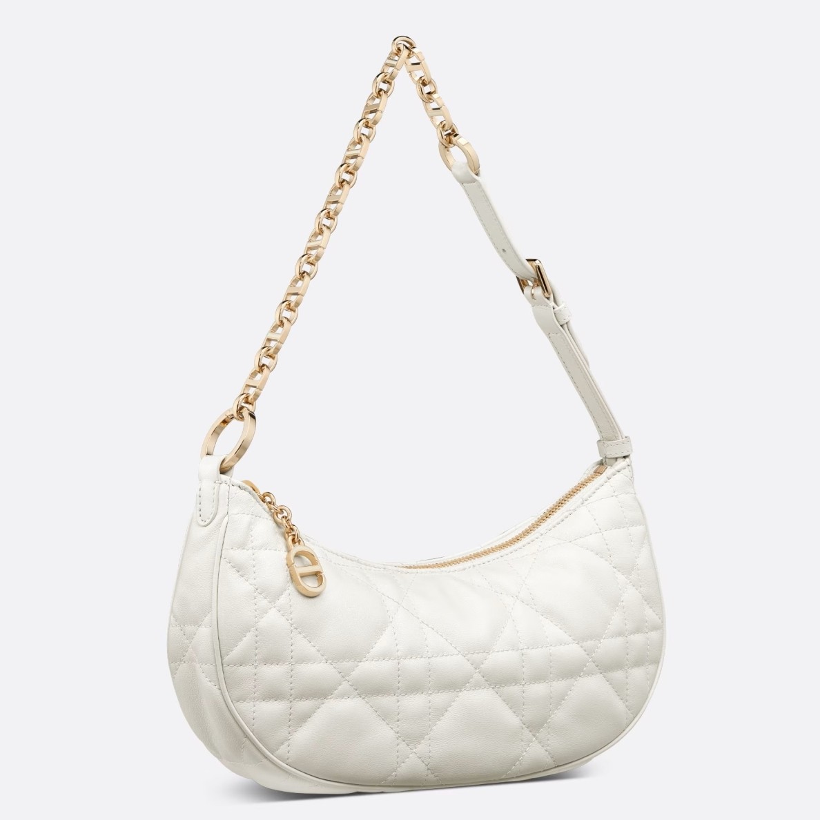 D*or cd lounge bag in white macrocannage lambskin