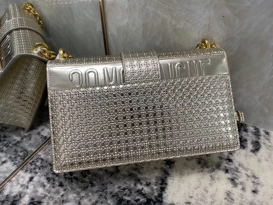 D*or 30 montaigne chain bag in metallic gold calfskin