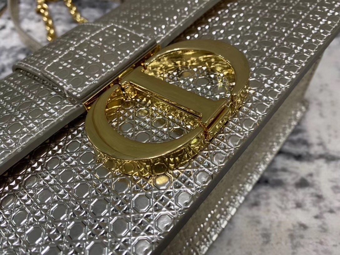 D*or 30 montaigne chain bag in metallic gold calfskin