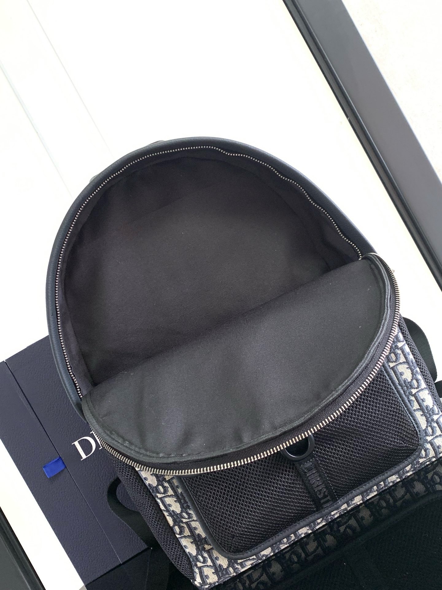 D*or 8 backpack in beige and black D*or oblique jacquard