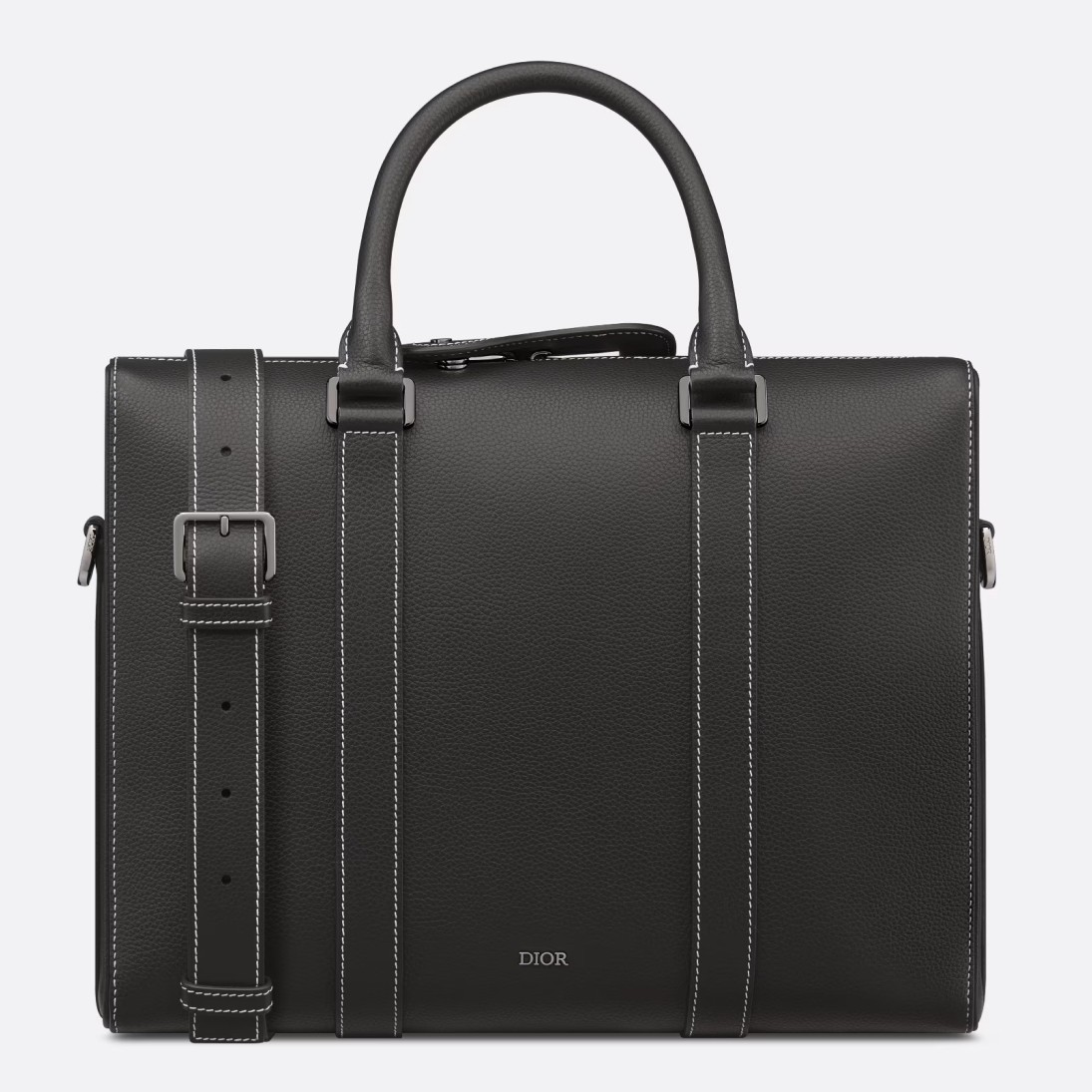 D*or lingot briefcase in black grained calfskin
