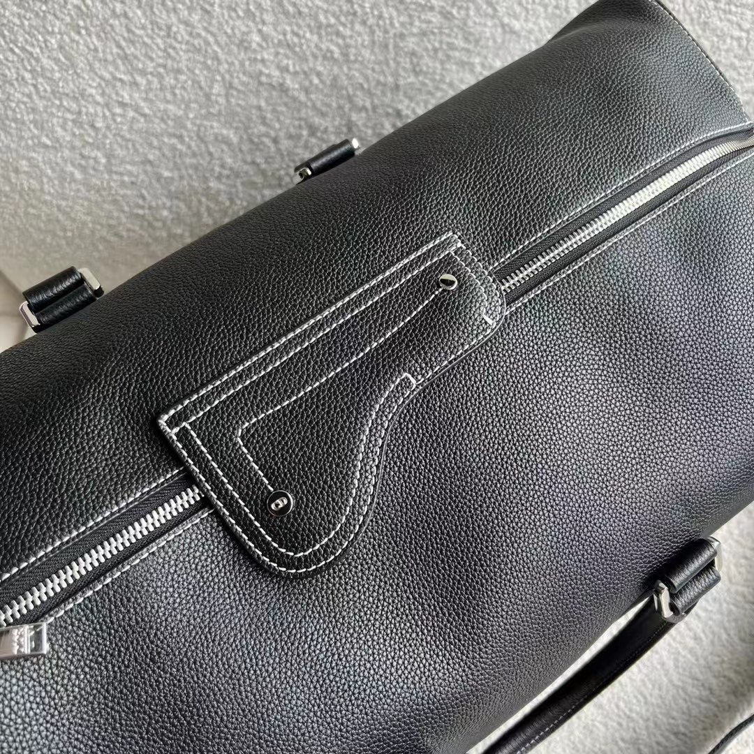 D*or lingot 50 duffle bag in black grained calfskin