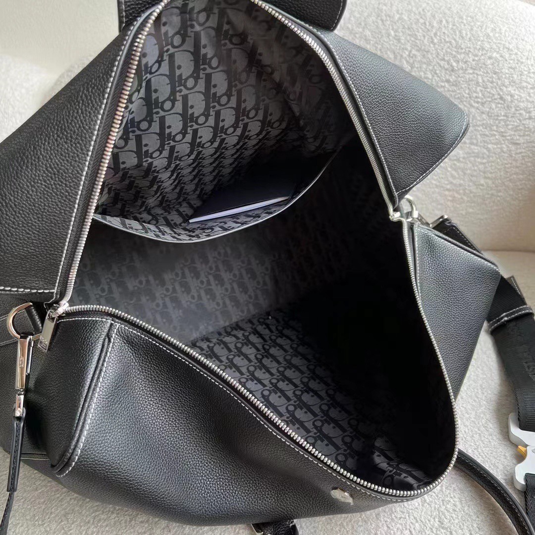 D*or lingot 50 duffle bag in black grained calfskin