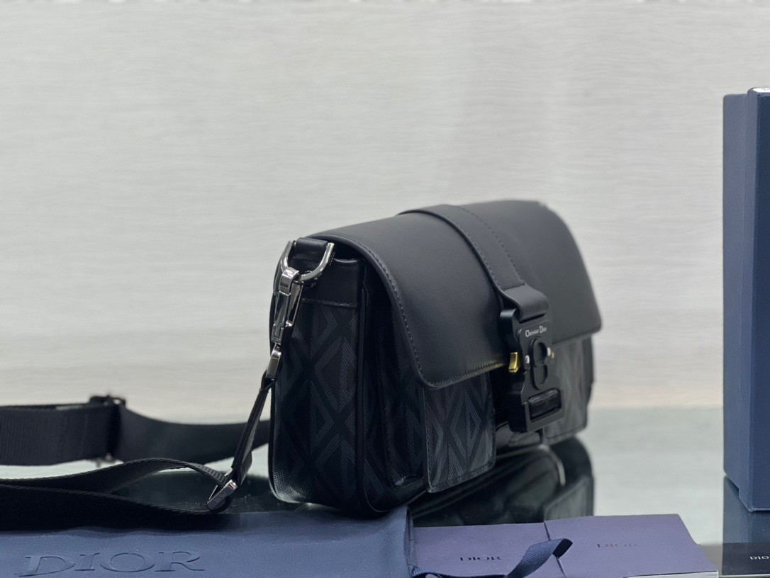 D*or hit the road messenger bag in black cd diamond canvas