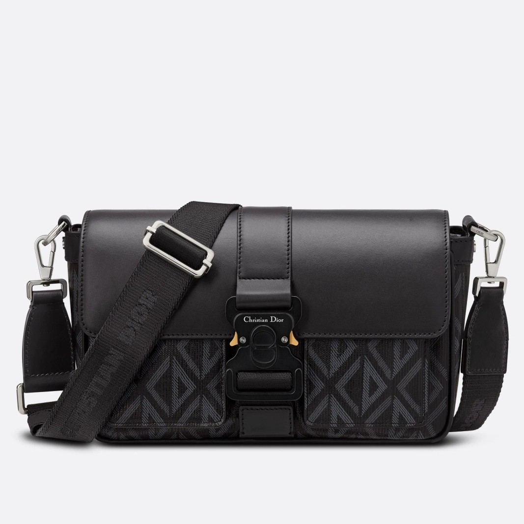 D*or hit the road messenger bag in black cd diamond canvas