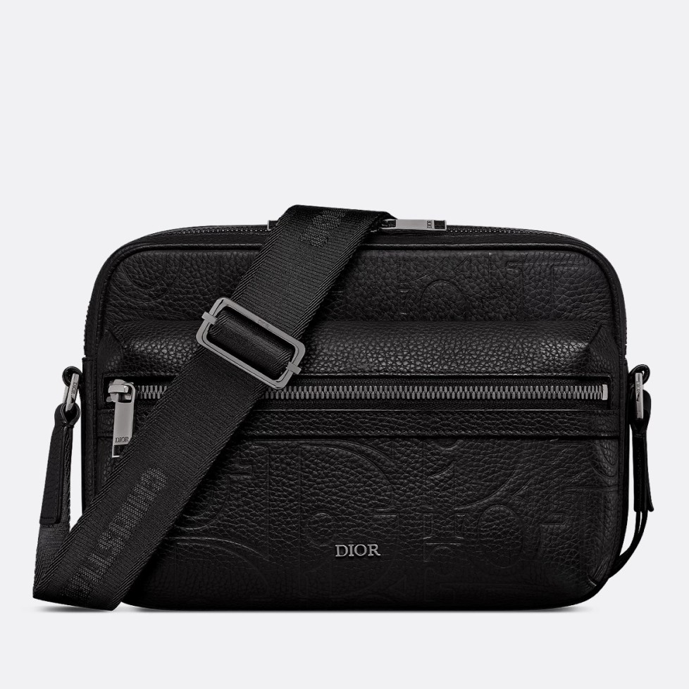 D*or rider 2.0 zipped messenger bag in black gravity leather