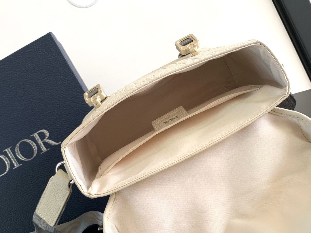 D*or hit the road flap messenger bag in beige gravity leather