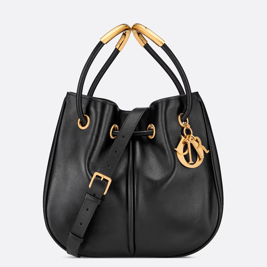 D*or nolita medium bag in black calfskin