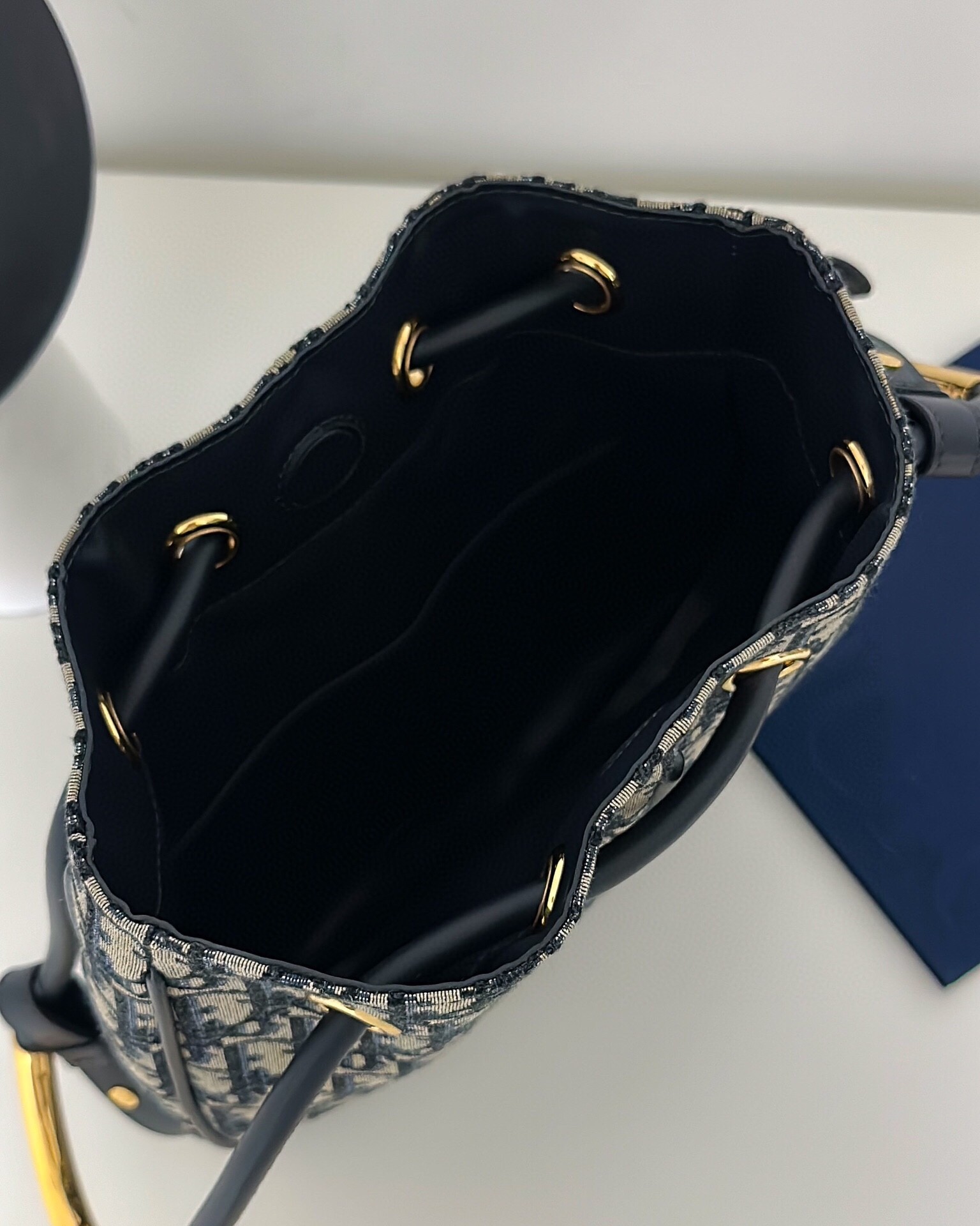 D*or nolita medium bag in blue D*or oblique jacquard