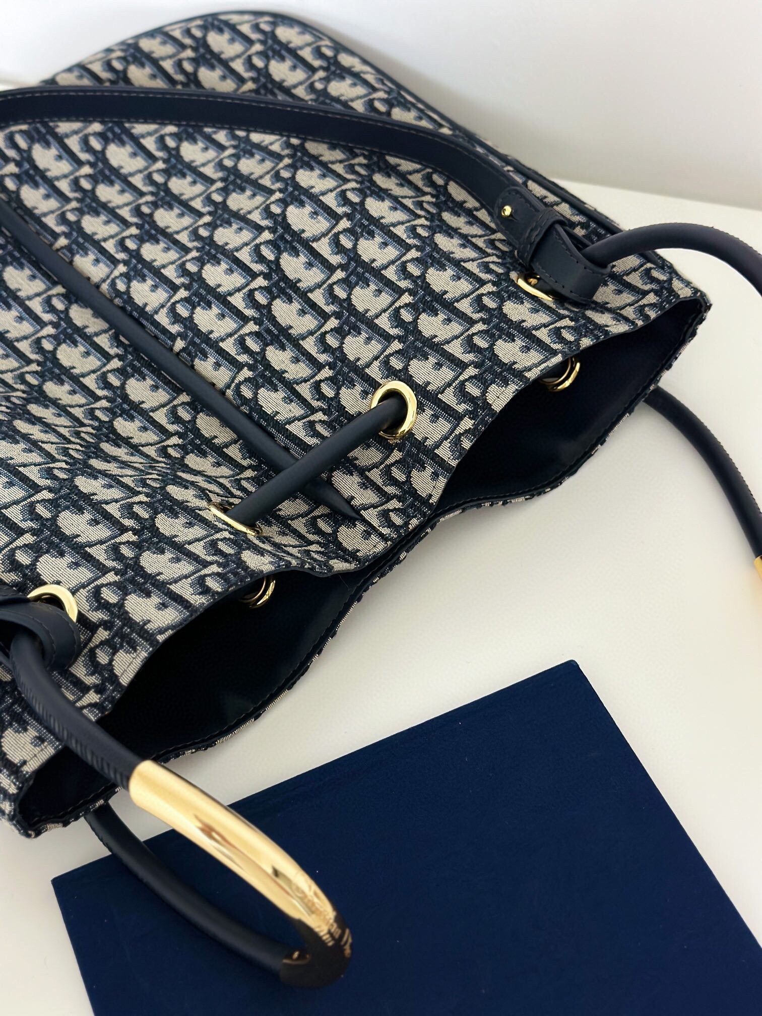 D*or nolita medium bag in blue D*or oblique jacquard