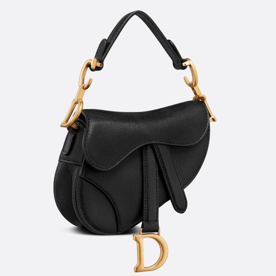 D*or micro saddle bag in black goatskin