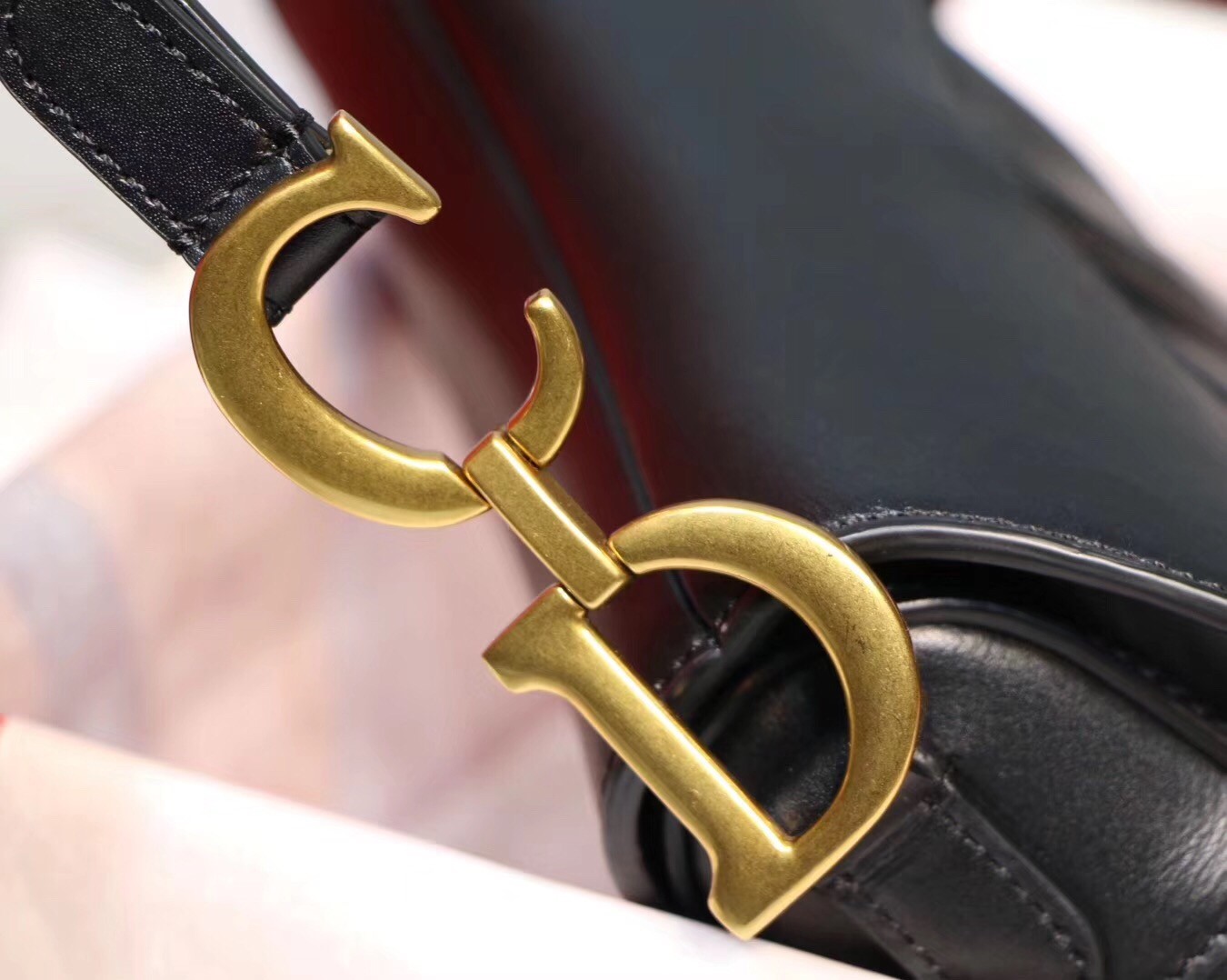 D*or mini saddle bag in black calfskin