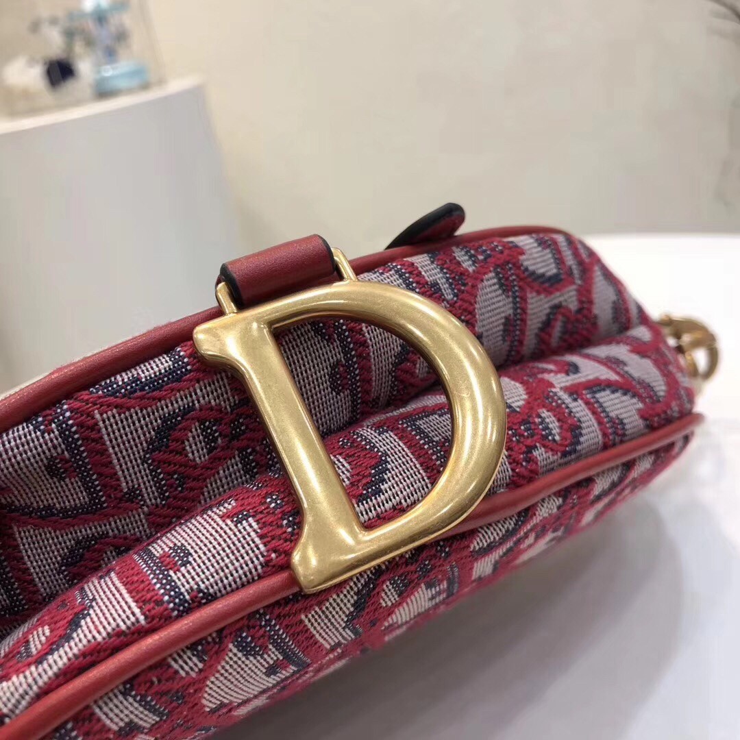 D*or mini saddle bag in bordeaux oblique jacquard canvas