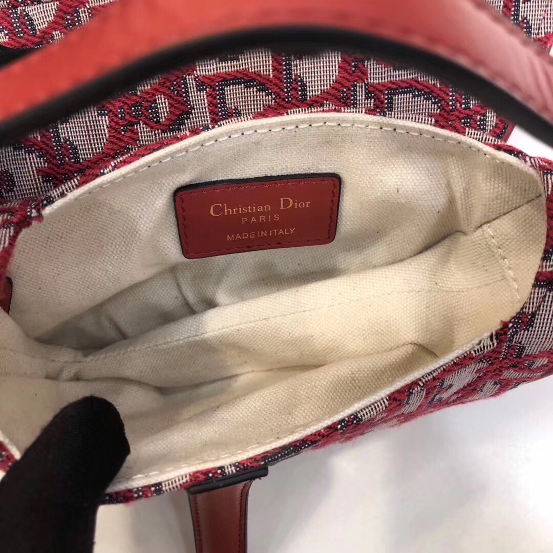 D*or mini saddle bag in bordeaux oblique jacquard canvas