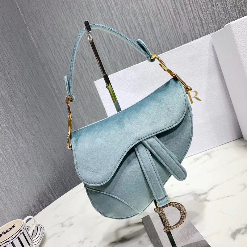 D*or mini saddle bag in sea green velvet