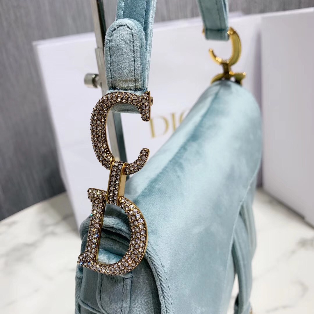 D*or mini saddle bag in sea green velvet