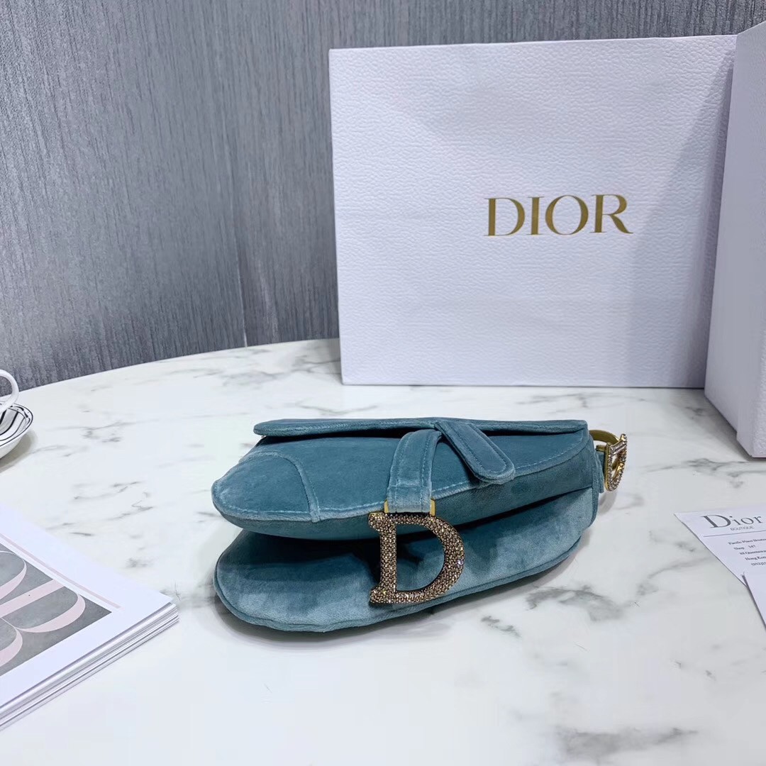 D*or mini saddle bag in sea green velvet