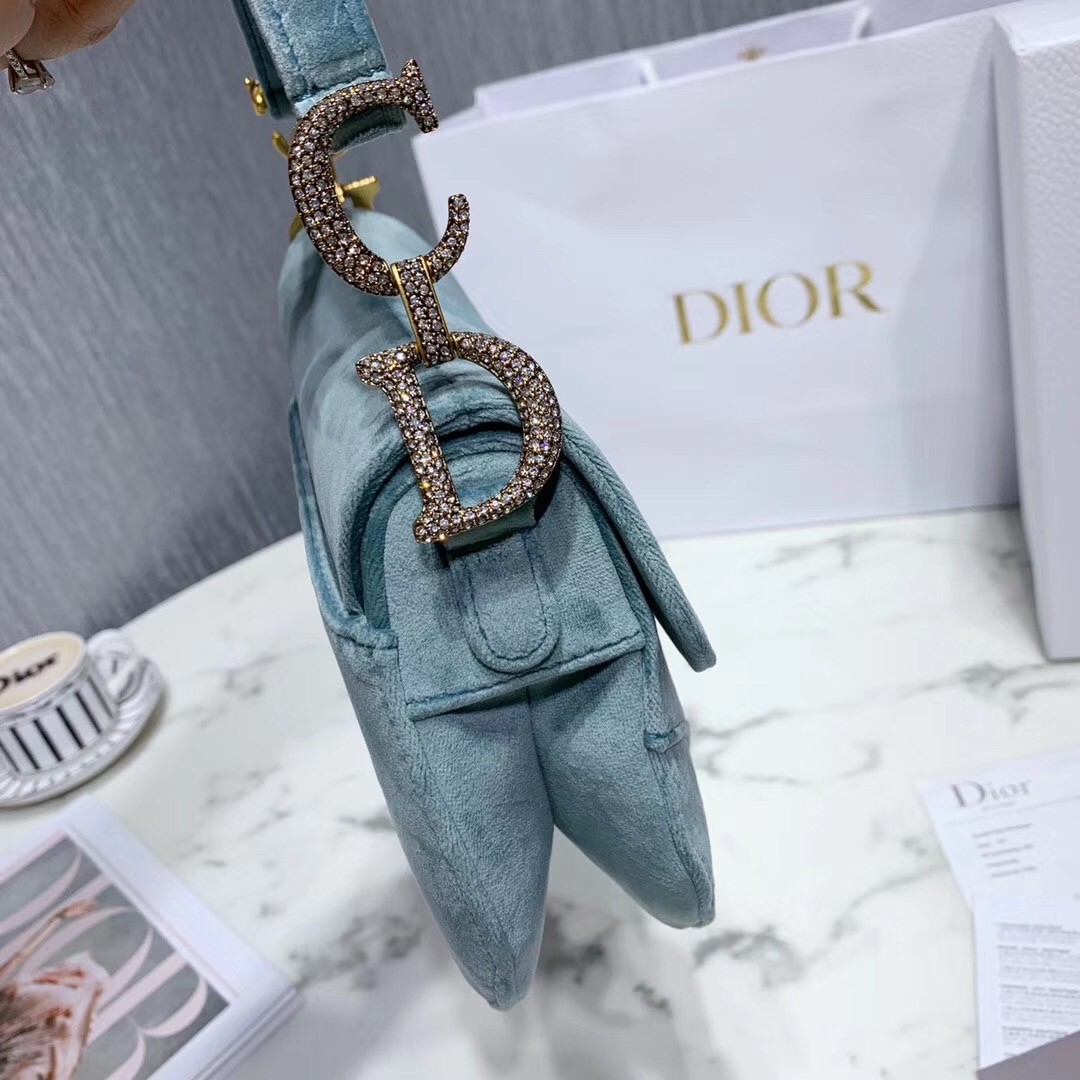D*or mini saddle bag in sea green velvet