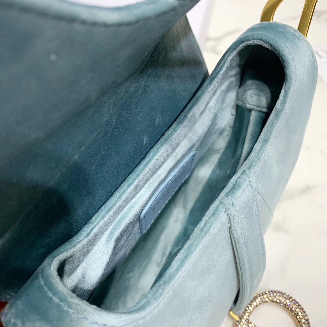 D*or mini saddle bag in sea green velvet