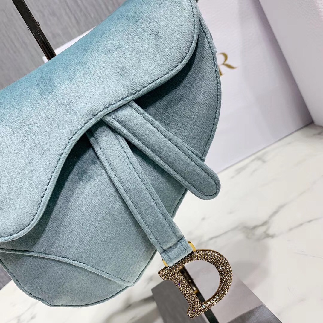 D*or mini saddle bag in sea green velvet
