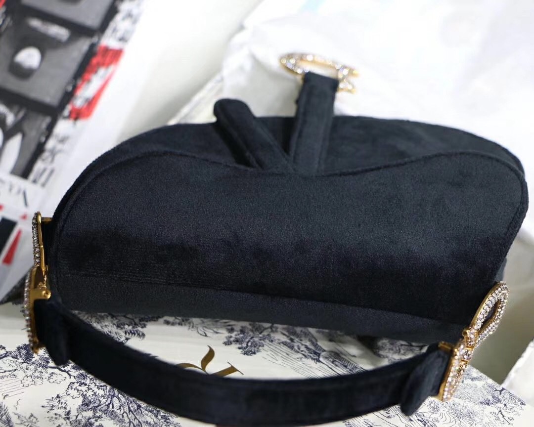 D*or mini saddle bag in black velvet