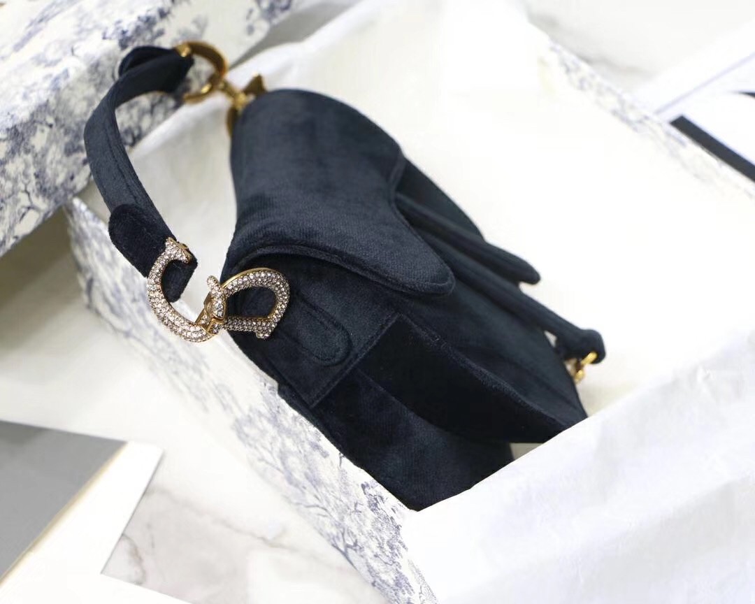 D*or mini saddle bag in black velvet