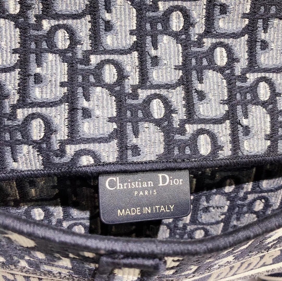 D*or saddle pochette in blue oblique canvas